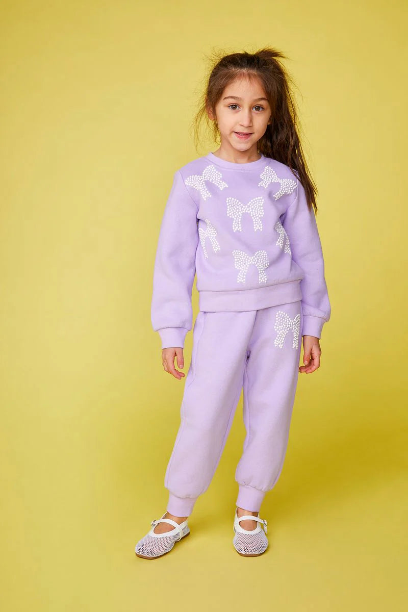 Alice Pearl Bow Sweatpant + Sweatshirt Set