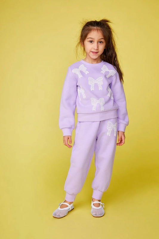 Alice Pearl Bow Sweatpant + Sweatshirt Set
