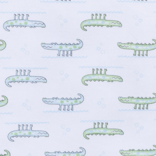Alligator Pie Zipper Footie | Light Blue