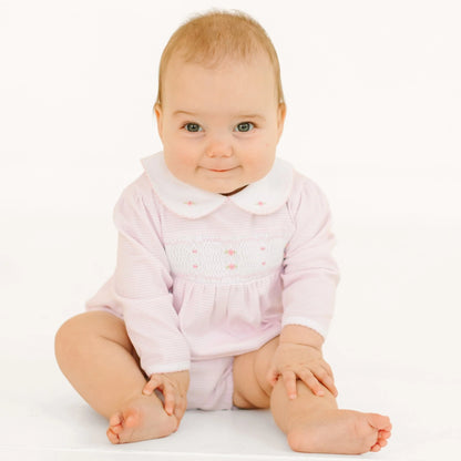 Anna Smocked Long Sleeve Bubble | Pink