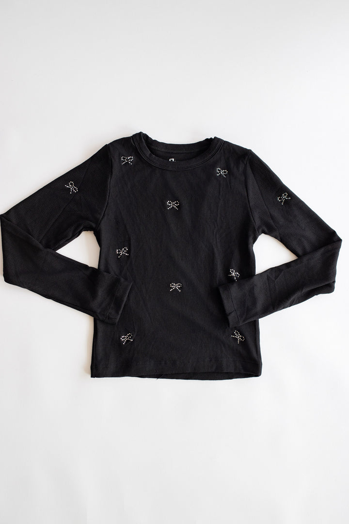 Crystal Bow Long Sleeve | Black