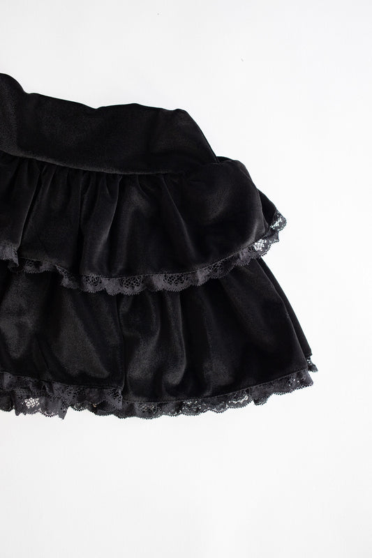 Tiered Velvet Skirt | Black