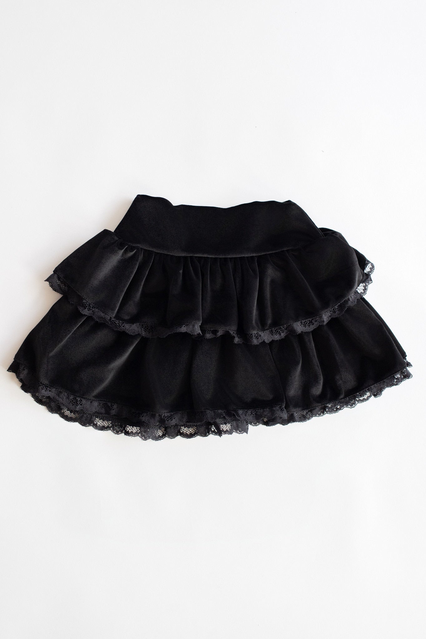 Tiered Velvet Skirt | Black