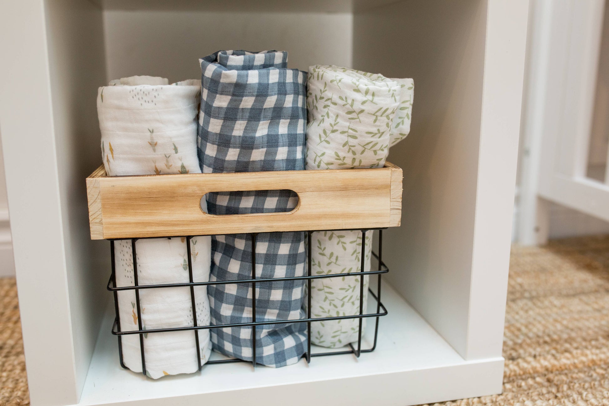 2-pack Cotton Swaddles - Fish / Navy Gingham