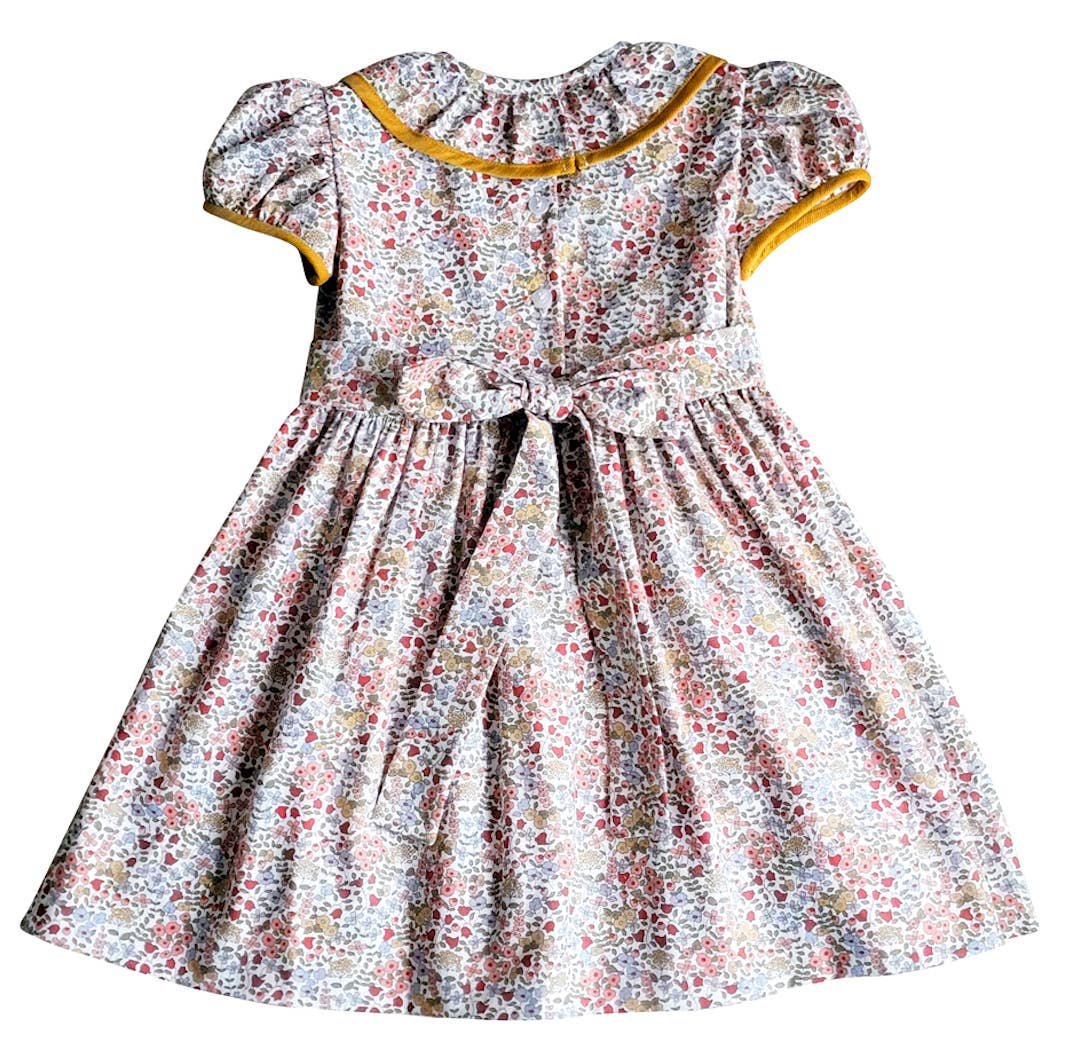 Celine and Lucas Fall Floral Print and corduroy Girl's Dress