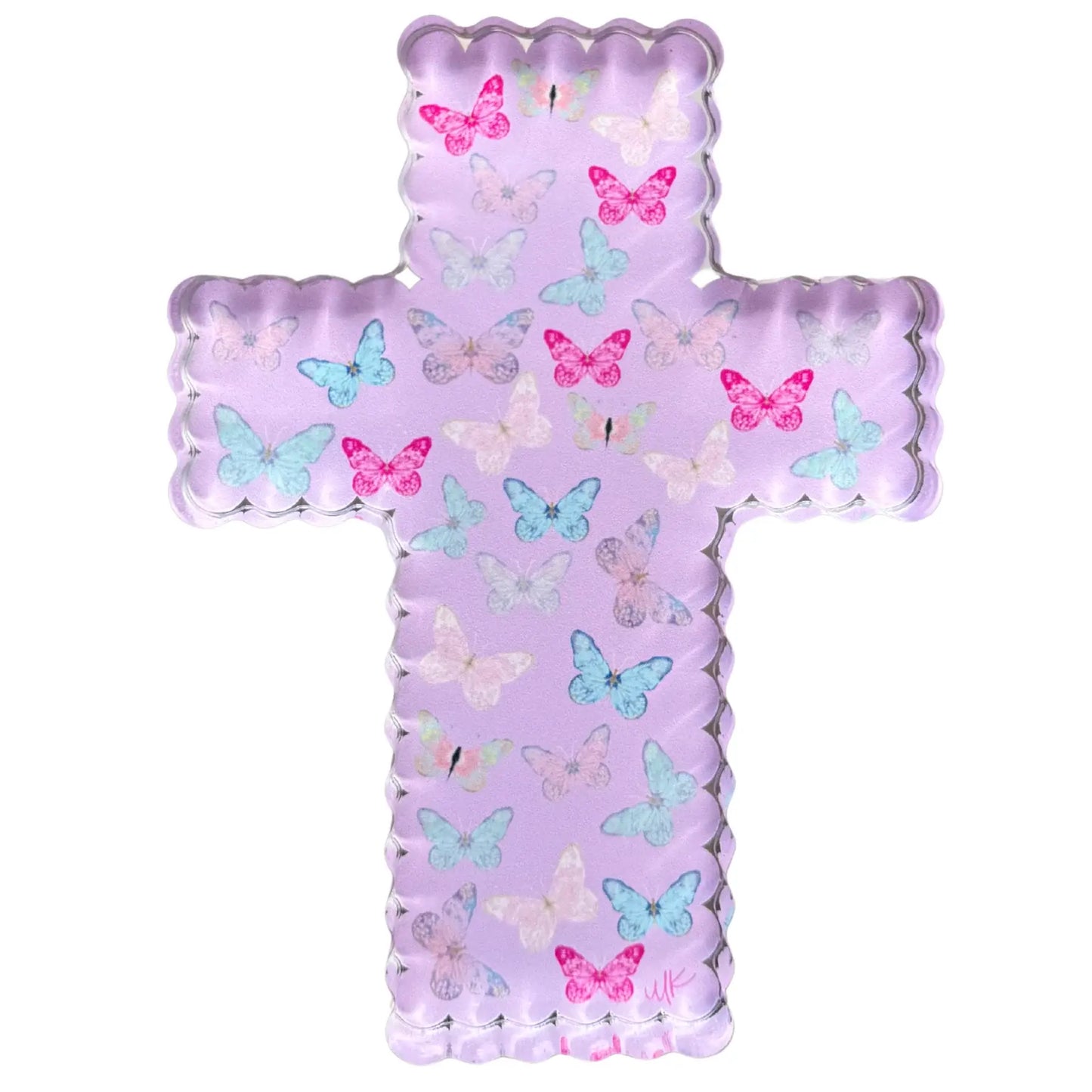 Acrylic Shelfie | Butterflies in Scallop Cross