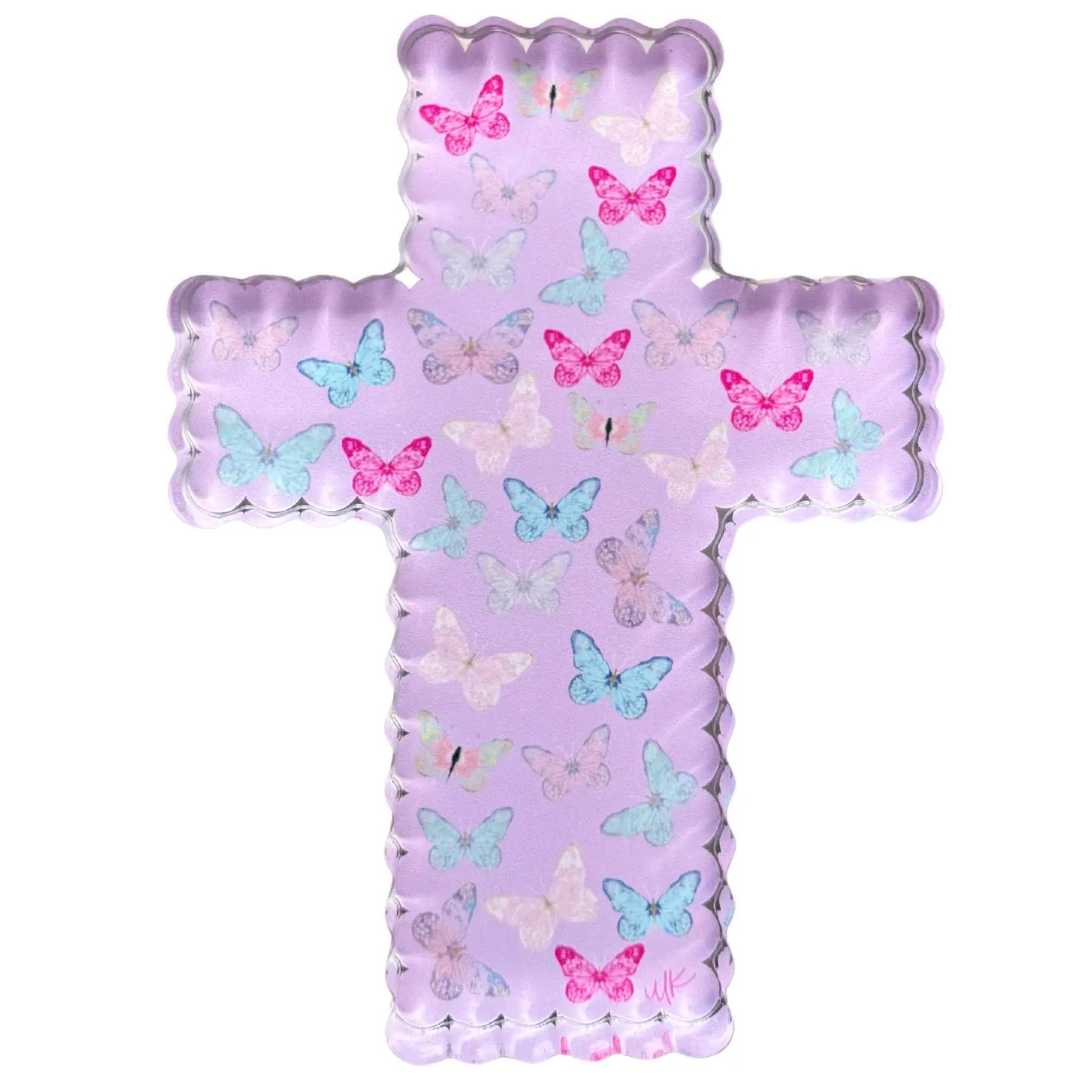 Acrylic Shelfie | Butterflies in Scallop Cross