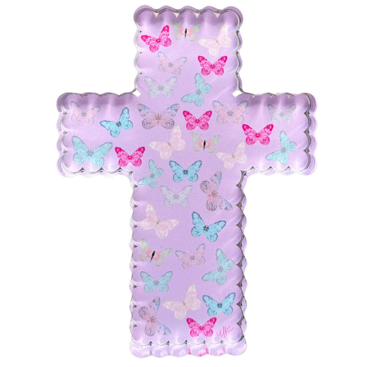 Acrylic Shelfie | Butterflies in Scallop Cross