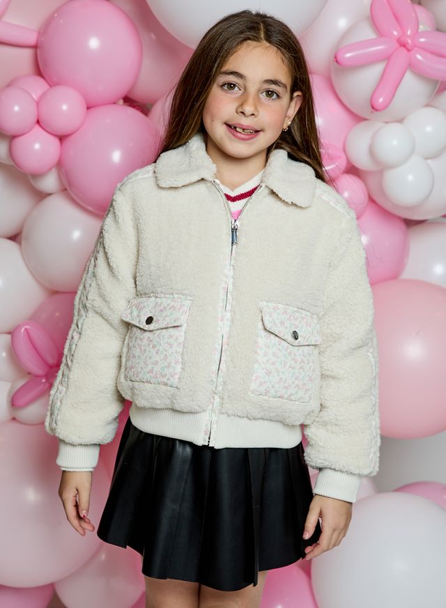 Sherpa Zip Jacket with Floral details