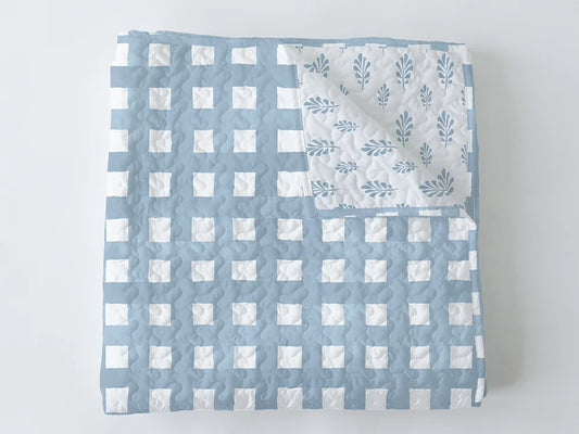 Ellie Blue Plaid Baby Blanket