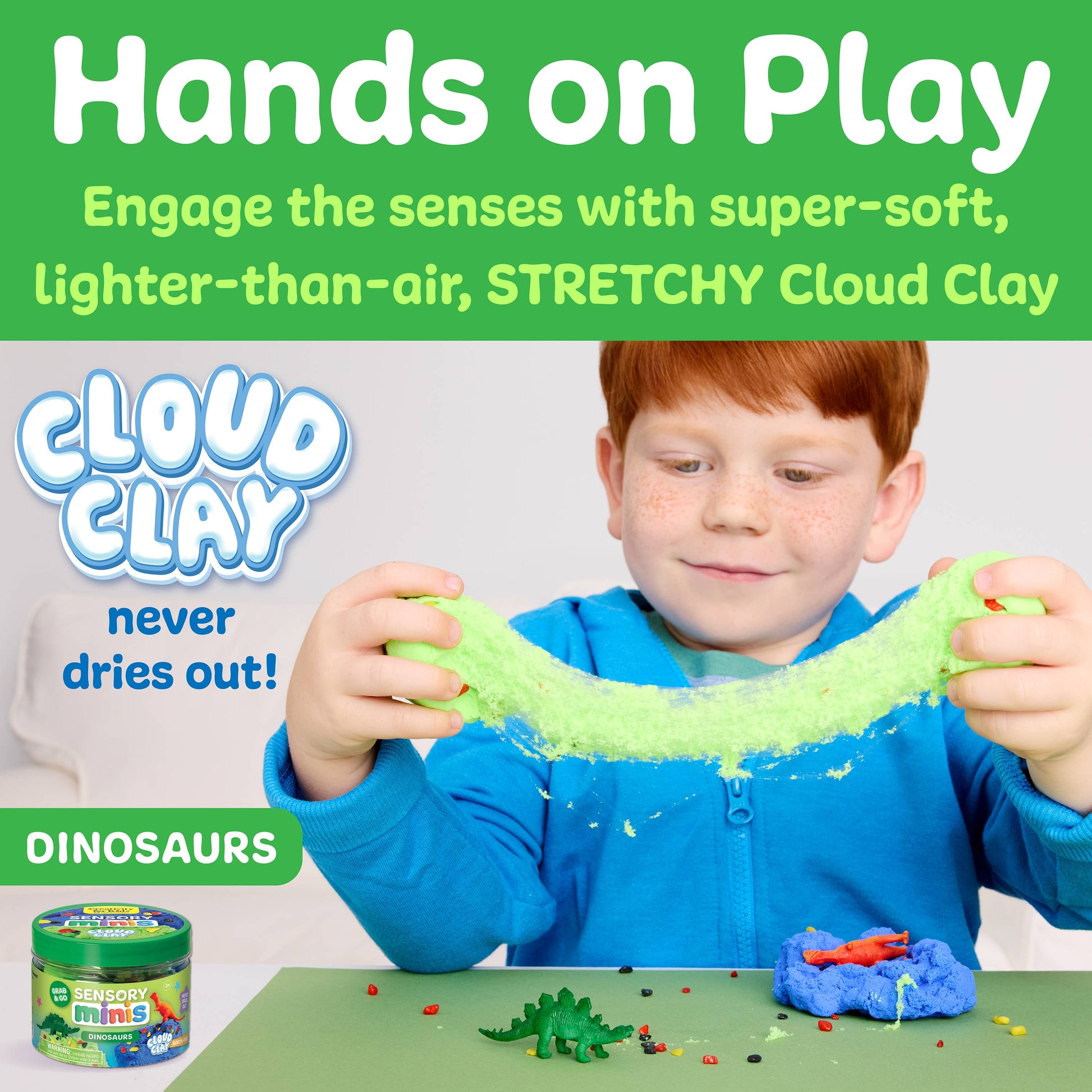 Sensory Mini Play Kit Jar with Cloud Clay | Dinosaur