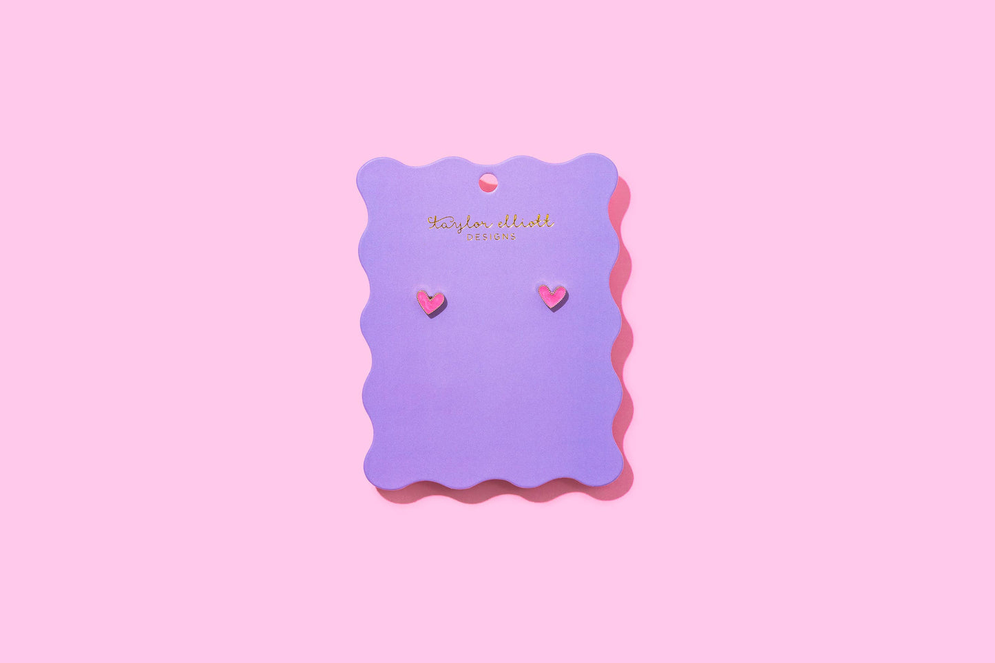 Stud Earrings | Gold-Plated + Enamel Hearts