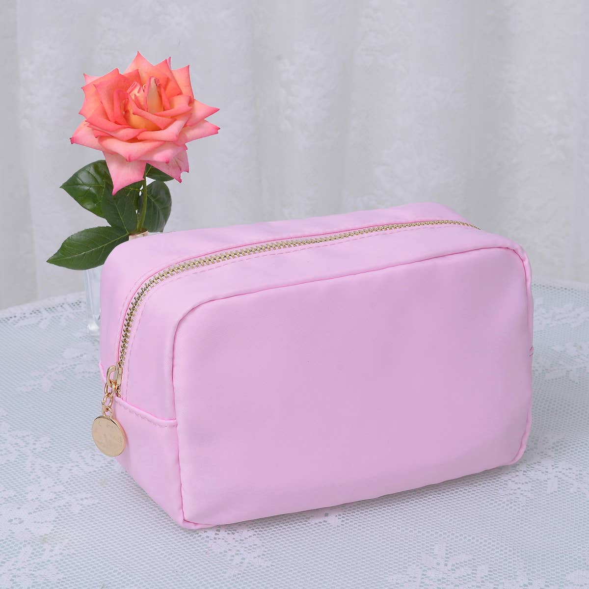 Round Zippered Nylon Pouch Bag (includes 2 complimentary patches)