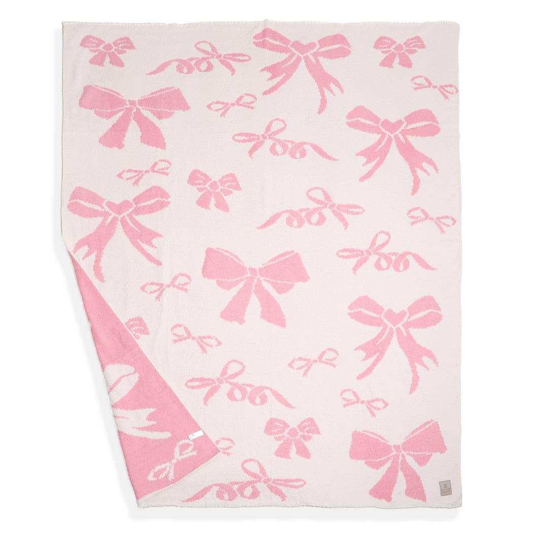 Ribbon Cozy Soft Throw Blanket | Light Pink