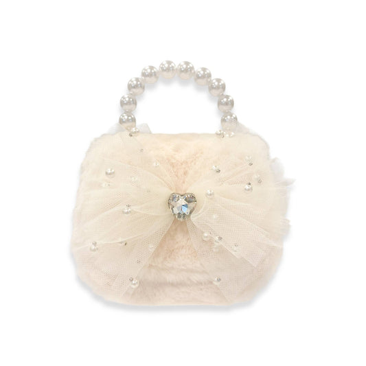 Mesh Bow Furry Purse