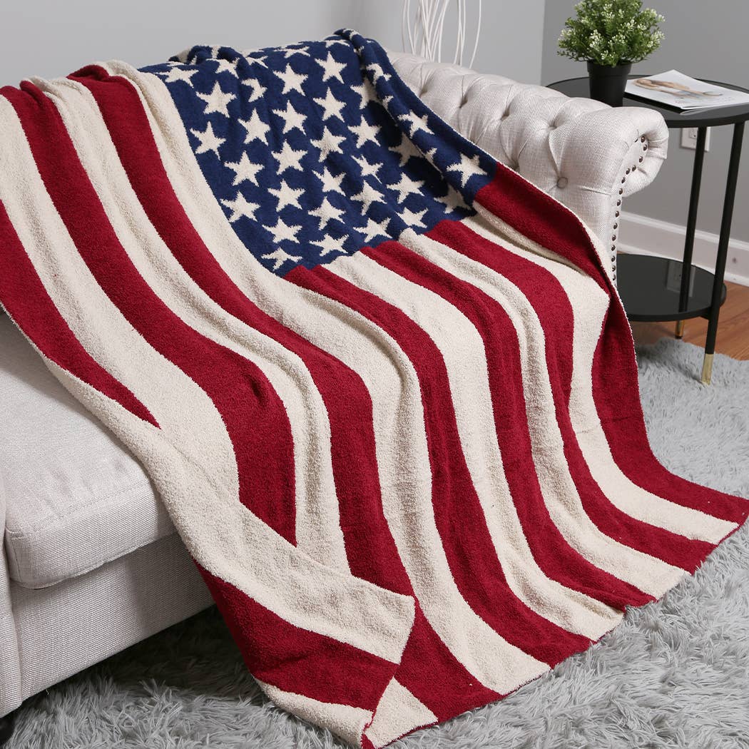 American Flag Design Cozy Soft Throw Blanket