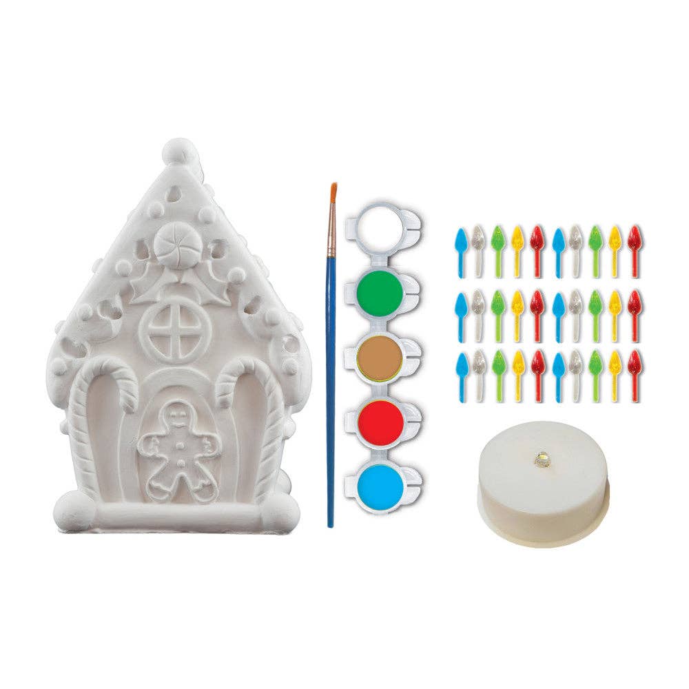 Light-Up Gingerbread House - 6" Plaster Paint Kit