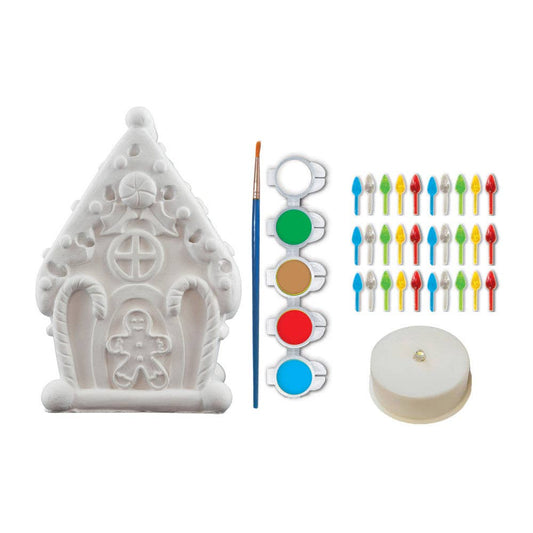 Light-Up Gingerbread House - 6" Plaster Paint Kit