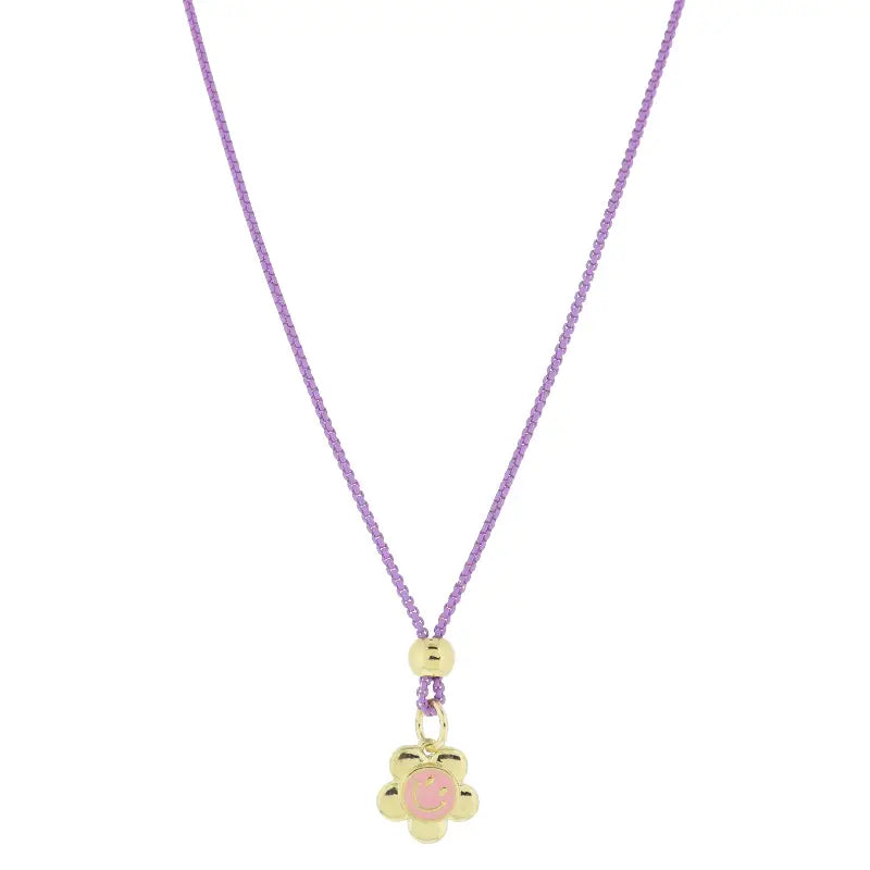Lavender Chain Happy Flower Necklace