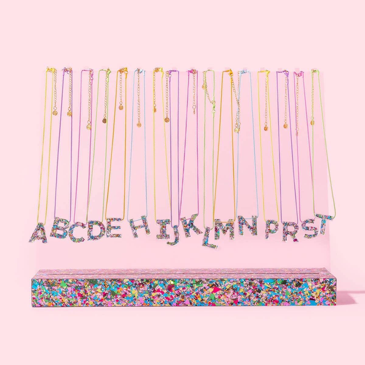 Colorful Confetti Letter Necklace Chain Necklaces