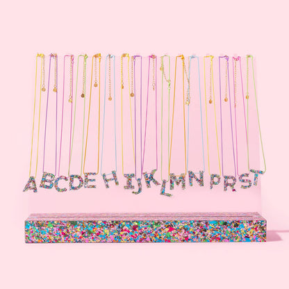Colorful Confetti Letter Necklace Chain Necklaces
