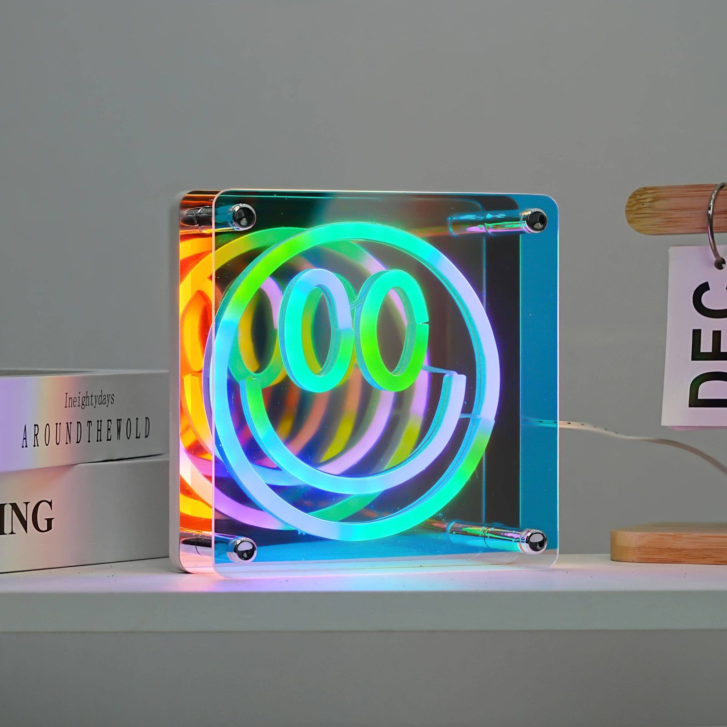 Neon Art Infinity Mirror Lights Wall & Desk Sign-Smile