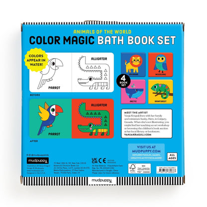 Animals Of The World Color Magic Bath Book Set