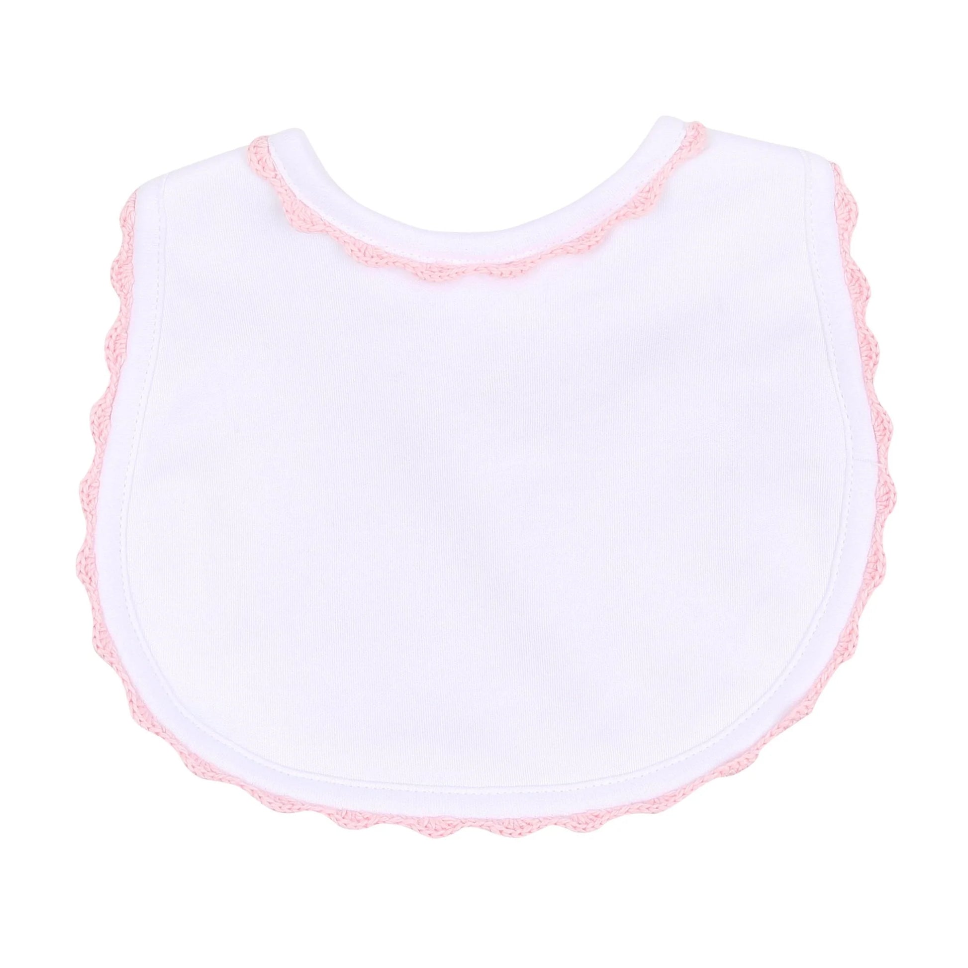 Baby Joy Pink Crochet Trim Bib