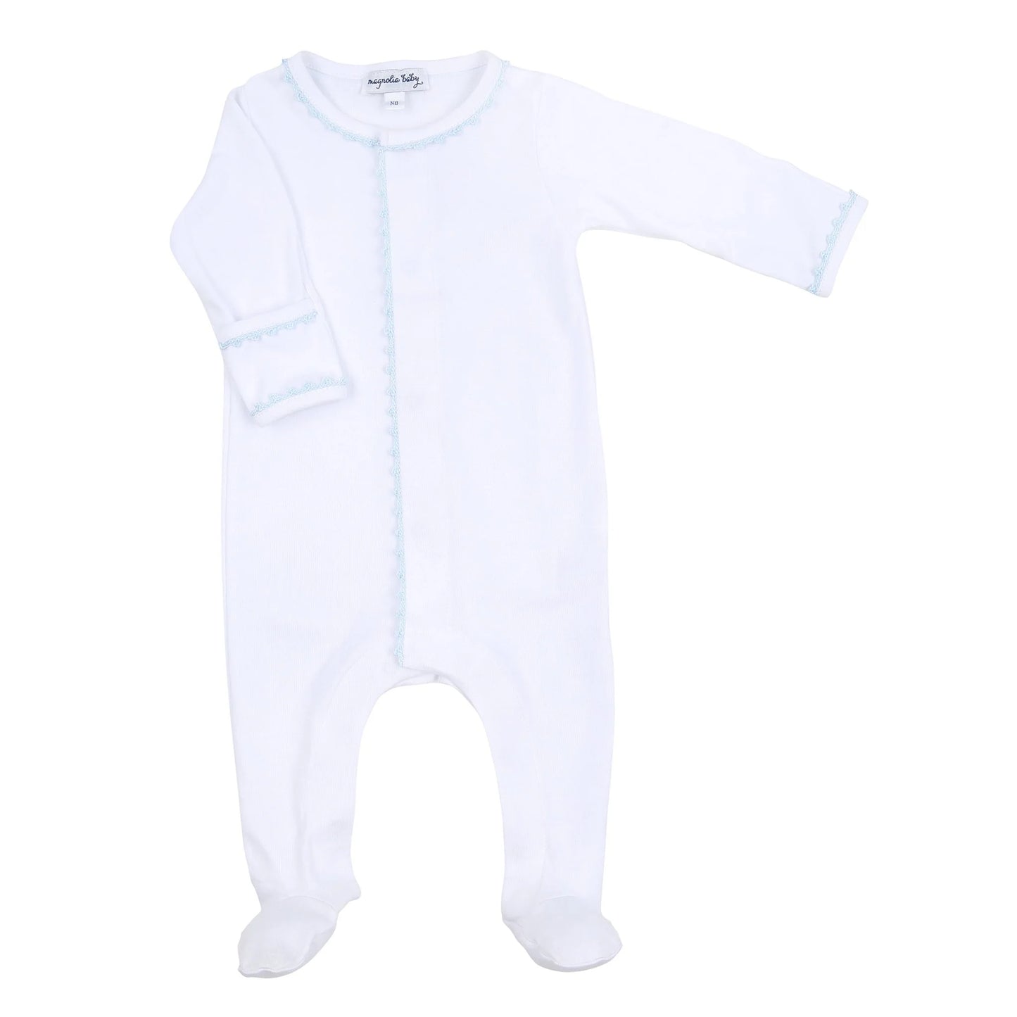 Baby Joy Blue Crochet Trim Footie