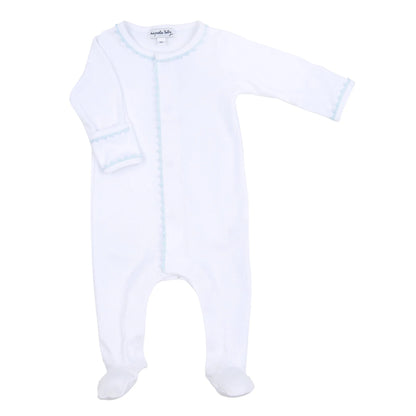 Baby Joy Blue Crochet Trim Footie