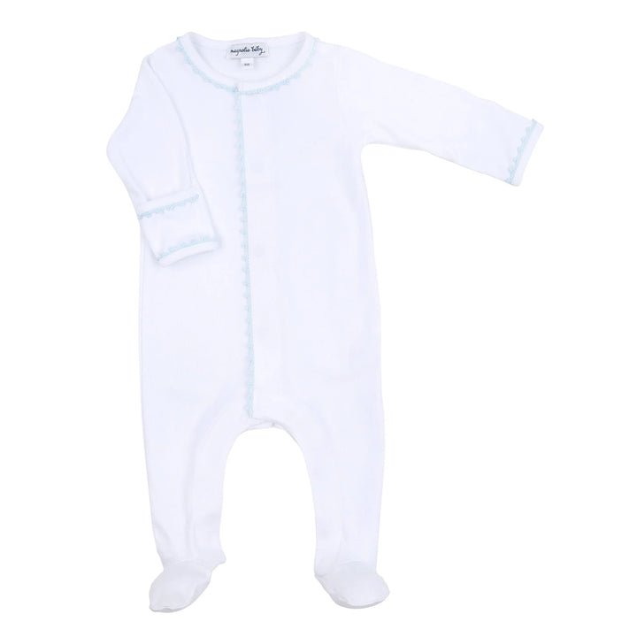 Baby Joy Blue Crochet Trim Footie