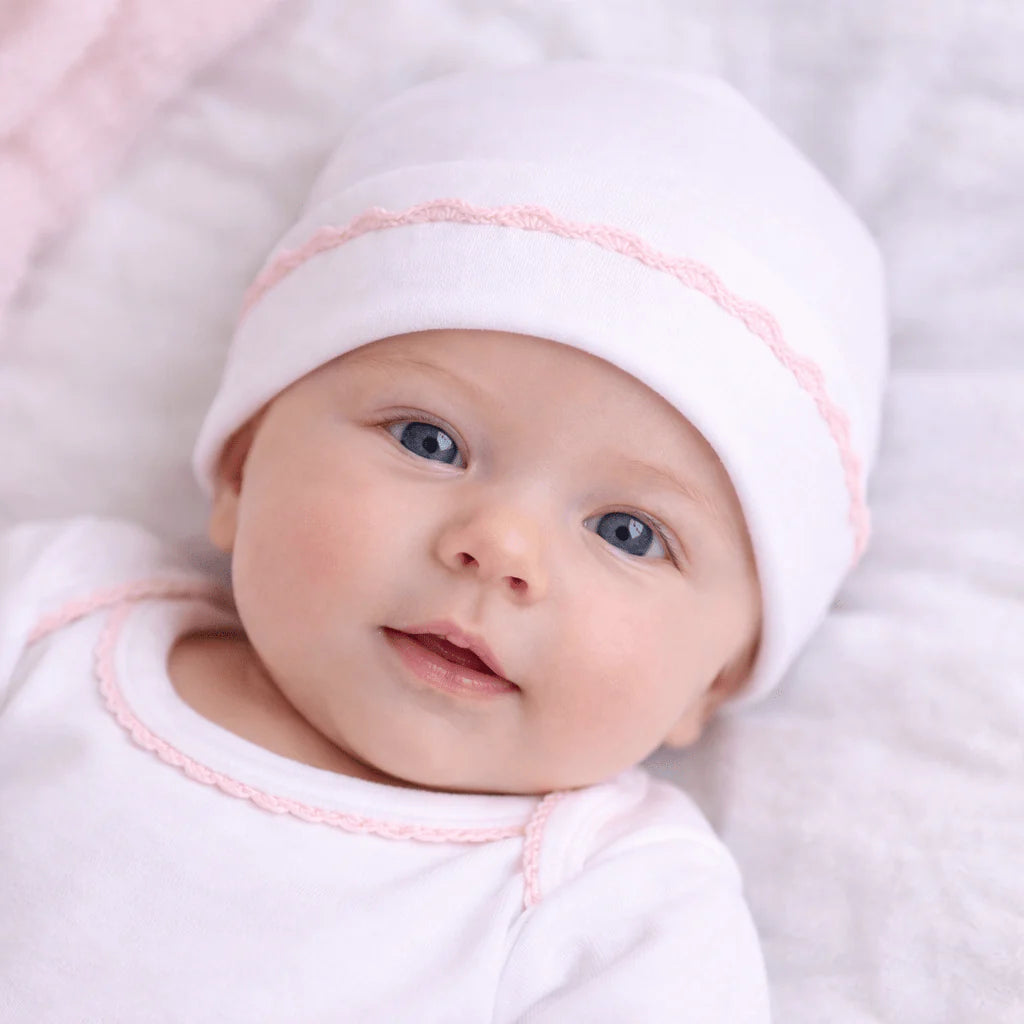 Baby Joy Pink Crochet Trim Hat