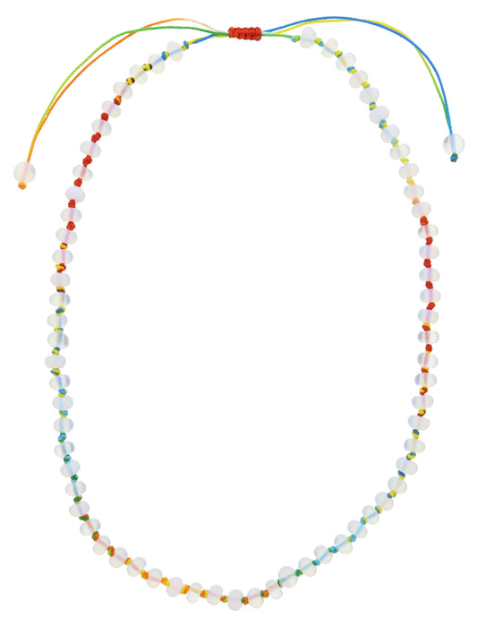 Rainbow Knotted Thread & Opalite Bead Necklace