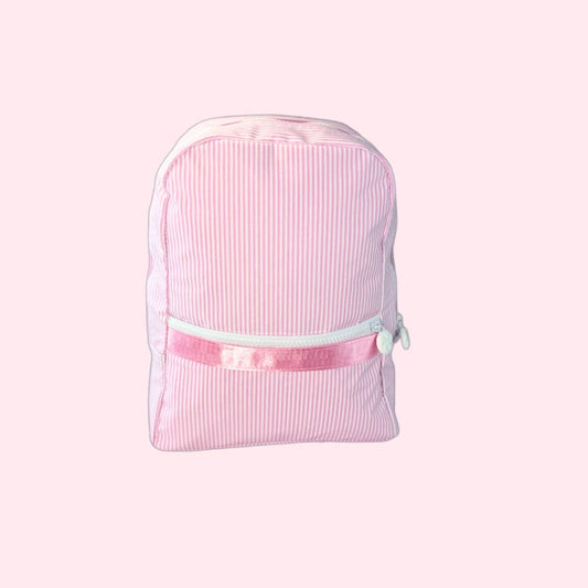 Glossy Small Backpack | Pink Preppy Stripe