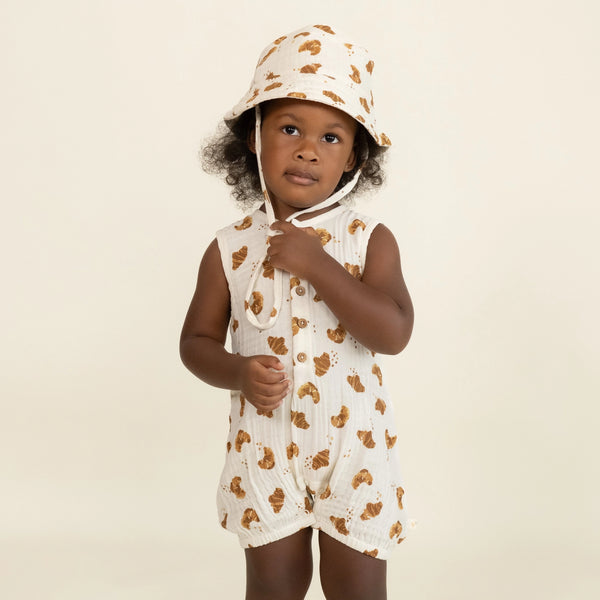 Organic Sleeveless Bubble Romper | Croissant