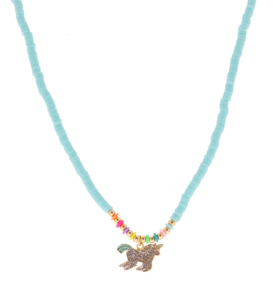 Mint Sequin and Beaded  Unicorn Necklace