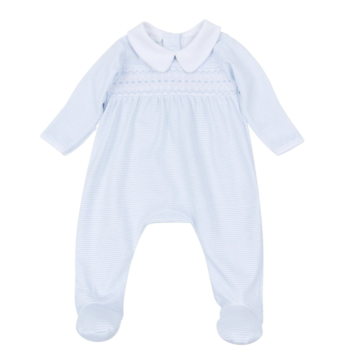 Benjamin Smocked Footie | Light Blue