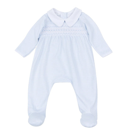 Benjamin Smocked Footie | Light Blue