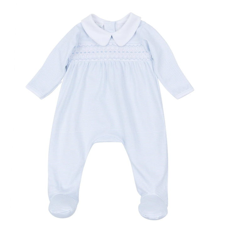 Benjamin Smocked Footie | Light Blue