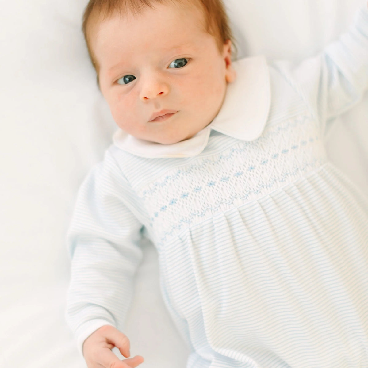 Benjamin Smocked Footie | Light Blue