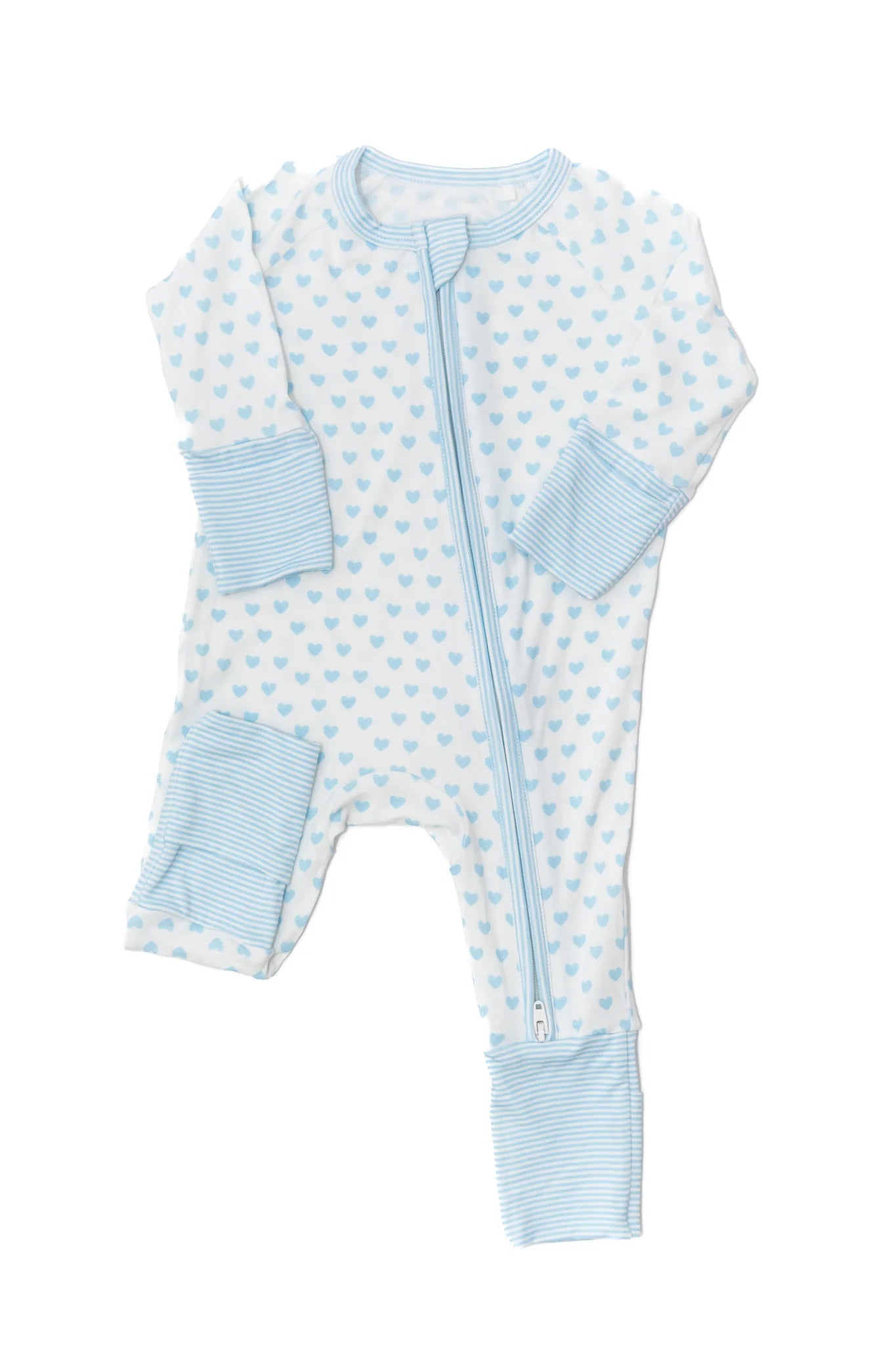 Hearts & Stripes Bamboo Sleep Romper | Blue