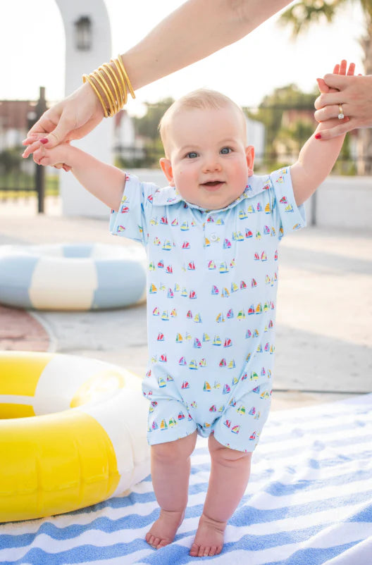Boat Race Polo Short Sleeve Romper