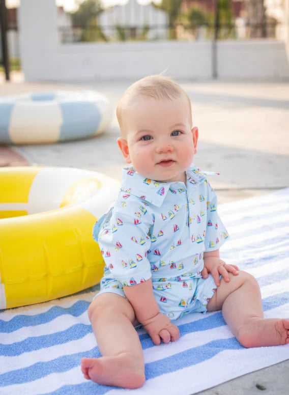 Boat Race Polo Short Sleeve Romper