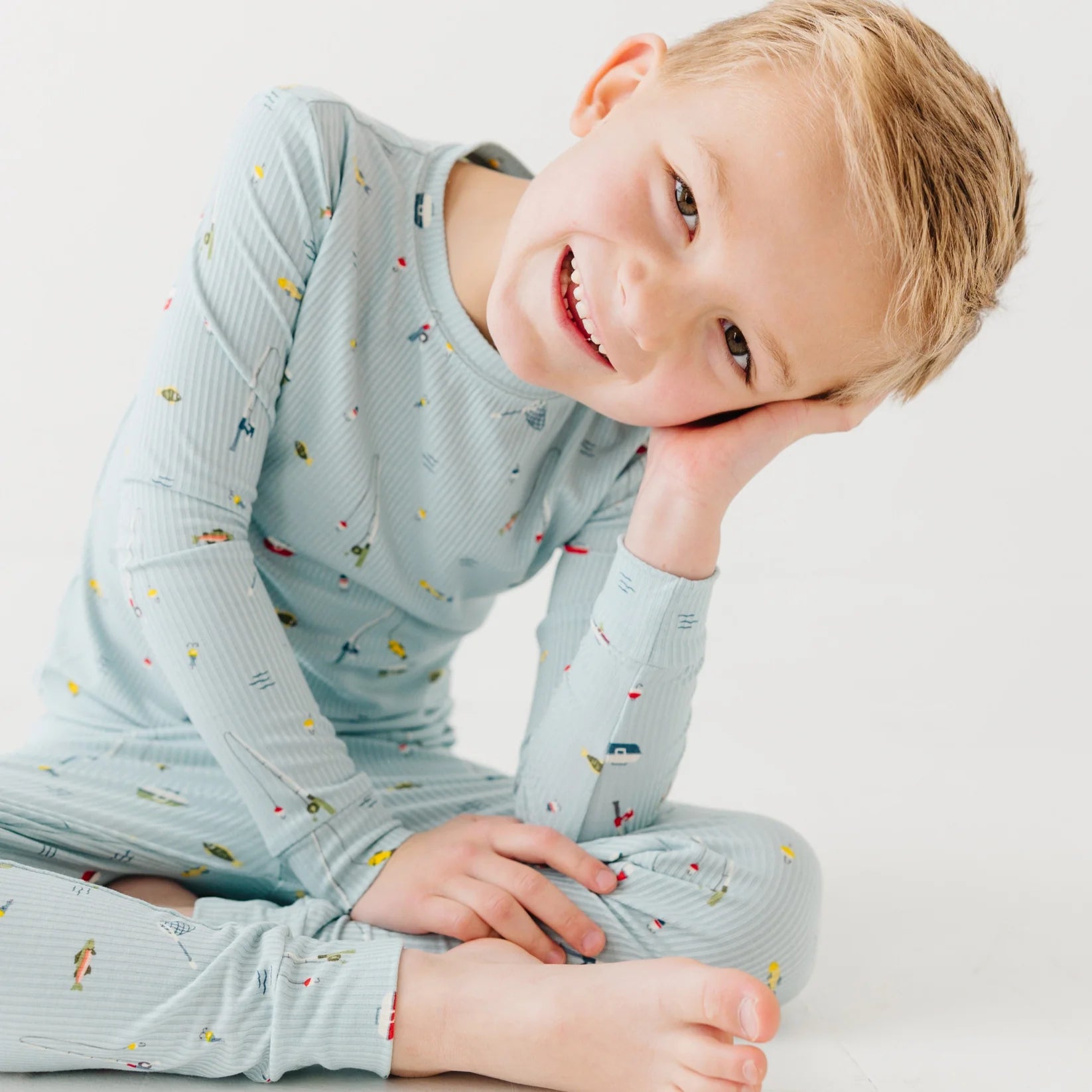 Two-Piece Ribbed Long Sleeve Pajamas | Gone Fishing