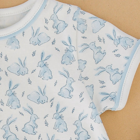 Bunny Patch Short Sleeve Bubble | Light Blue