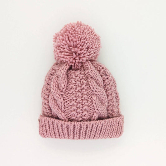 Cable Knit Beanie Hat | Rosy Pink