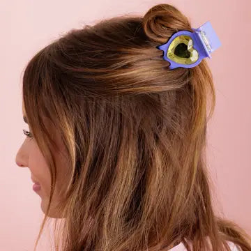 Gemstone Claw Clip - Purple/Yellow Heart