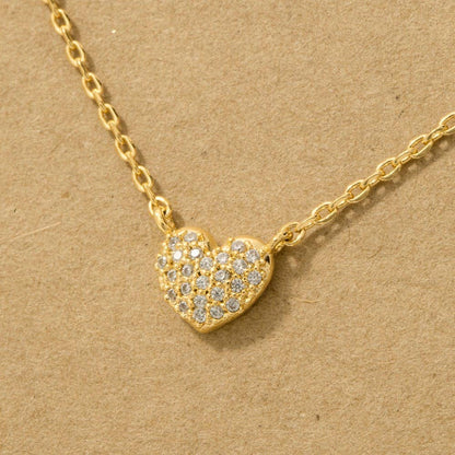 Gold Dipped Pave Mini Heart Pendant Necklace