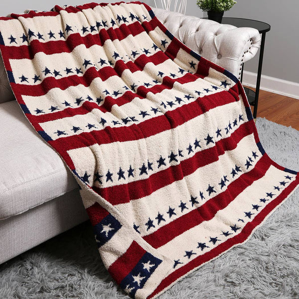 Stars & Stripes Pattern Cozy Soft Throw Blanket