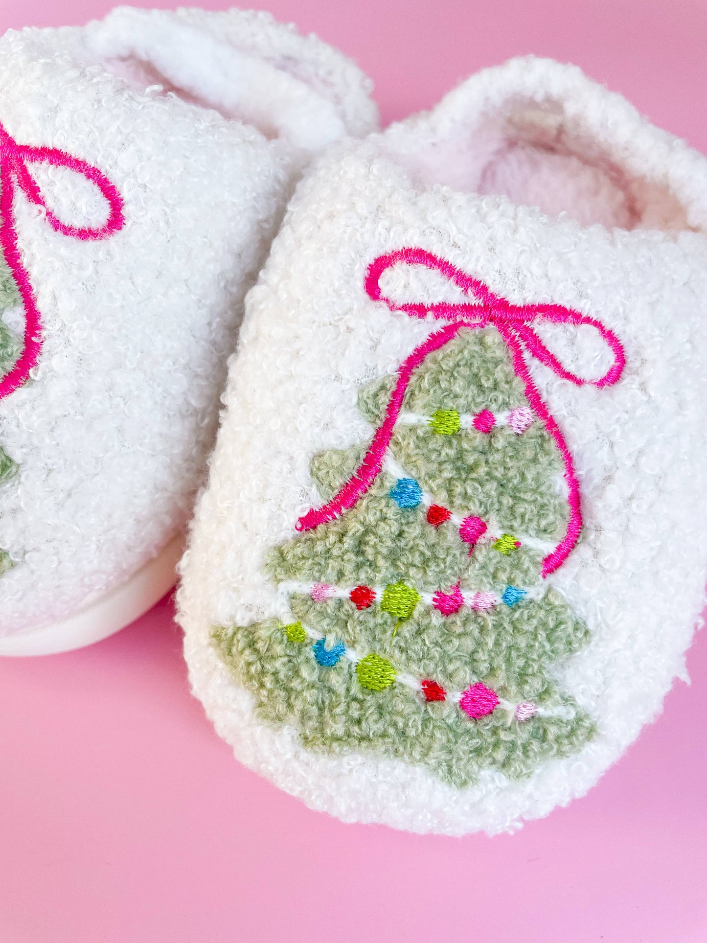 Toddler Bow Christmas Tree Slippers